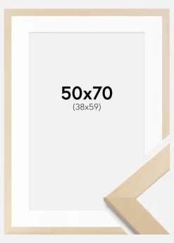 Ramme Trendline Natur 50x70 cm - Passepartout Hvid 39x60 cm
