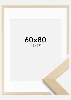 Ramme Trendline Natur 60x80 cm - Passepartout Hvid 50x60 cm