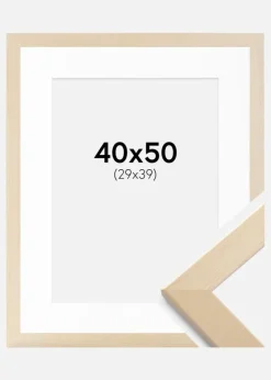 Ramme Trendline Natur 40x50 cm - Passepartout Hvid 30x40 cm
