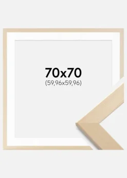 Ramme Trendline Natur 70x70 cm - Passepartout Hvid 24x24 inches