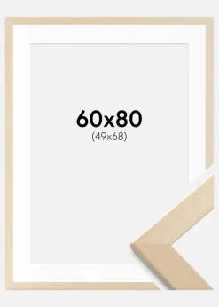 Ramme Trendline Natur 60x80 cm - Passepartout Hvid 50x69 cm