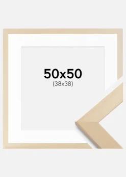 Ramme Trendline Natur 50x50 cm - Passepartout Hvid 39x39 cm
