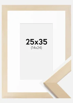 Ramme Trendline Natur 25x35 cm - Passepartout Hvid 15x25 cm