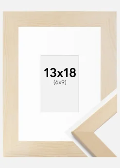 Ramme Trendline Natur 13x18 cm - Passepartout Hvid 7x10 cm