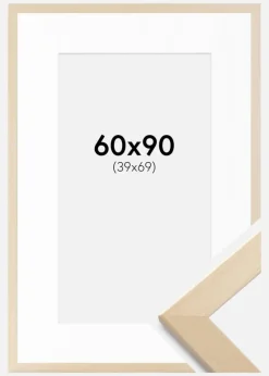 Ramme Trendline Natur 60x90 cm - Passepartout Hvid 40x70 cm