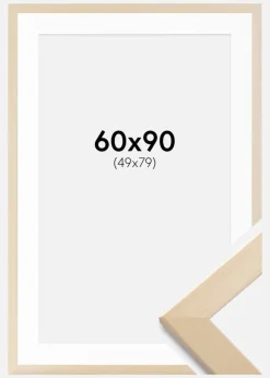 Ramme Trendline Natur 60x90 cm - Passepartout Hvid 50x80 cm