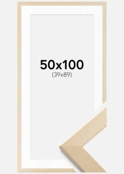 Ramme Trendline Natur 50x100 cm - Passepartout Hvid 40x90 cm