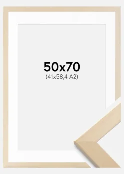 Ramme Trendline Natur 50x70 cm - Passepartout Hvid 42x59,4 cm