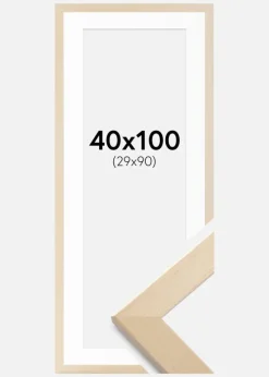 Ramme Trendline Natur 40x100 cm - Passepartout Hvid 30x91 cm