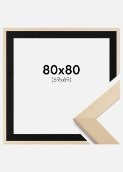 Ramme Trendline Nature 80x80 cm - Passepartout Sort 70x70 cm