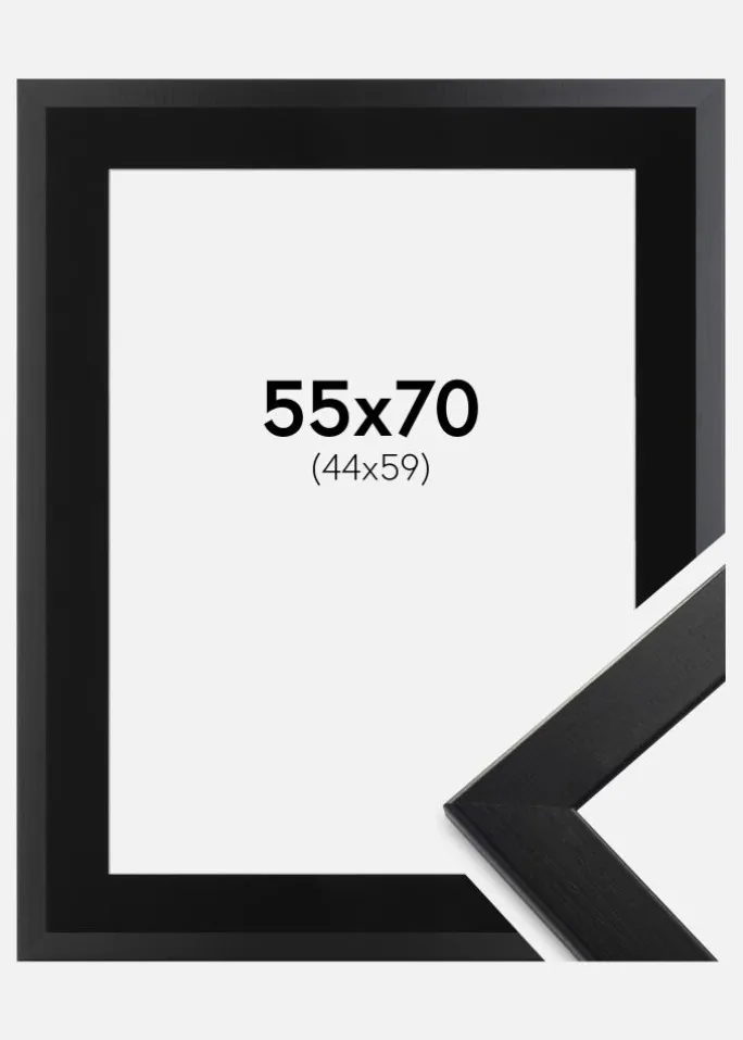 Ramme Trendline Sort 55x70 cm - Passepartout Sort 45x60 cm