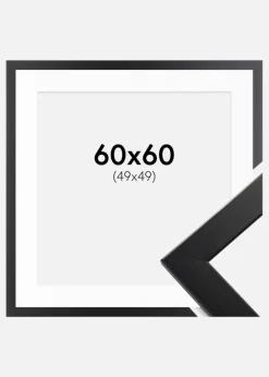 Ramme Trendline Sort 60x60 cm - Passepartout Hvid 50x50 cm