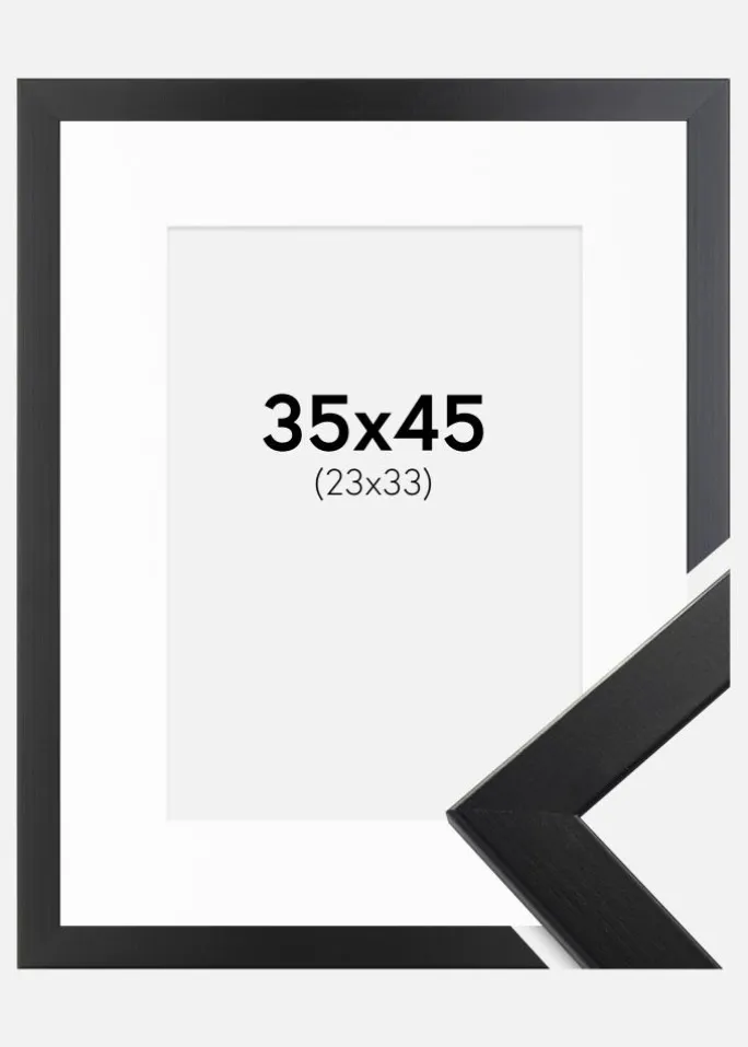 Ramme Trendline Sort 35x45 cm - Passepartout Hvid 24x34 cm
