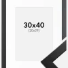 Ramme Trendline Sort 30x40 cm - Passepartout Hvid 21x30 cm