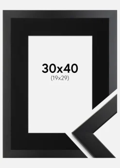 Ramme Trendline Sort 30x40 cm - Passepartout Sort 20x30 cm