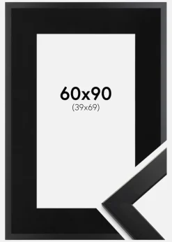 Ramme Trendline Sort 60x90 cm - Passepartout Sort 40x70 cm