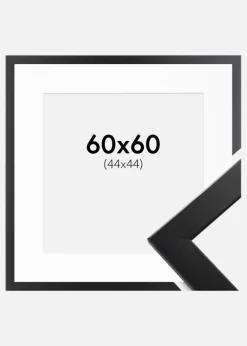 Ramme Trendline Sort 60x60 cm - Passepartout Hvid 45x45 cm