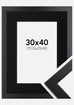 Ramme Trendline Sort 30x40 cm - Passepartout Sort 8x12 inches