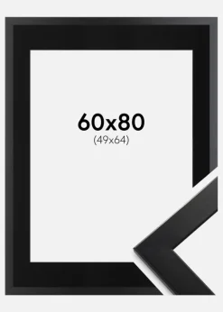 Ramme Trendline Sort 60x80 cm - Passepartout Sort 50x65 cm