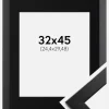 Ramme Trendline Sort 32x45 cm - Passepartout Sort 10x12 inches