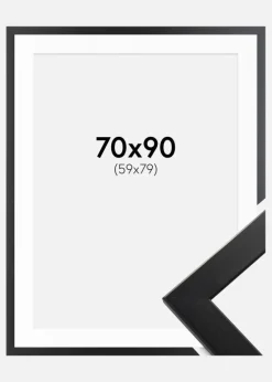 Ramme Trendline Sort 70x90 cm - Passepartout Hvid 60x80 cm