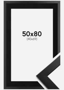 Ramme Trendline Sort 50x80 cm - Passepartout Sort 41x70 cm