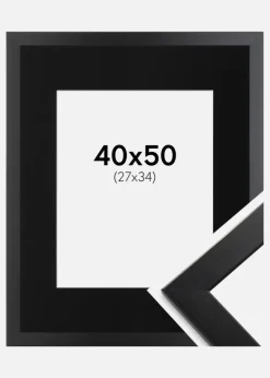 Ramme Trendline Sort 40x50 cm - Passepartout Sort 28x35 cm