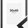 Ramme Trendline Sort 30x40 cm - Passepartout Hvid 20x28 cm