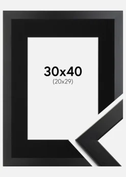 Ramme Trendline Sort 30x40 cm - Passepartout Sort 21x30 cm