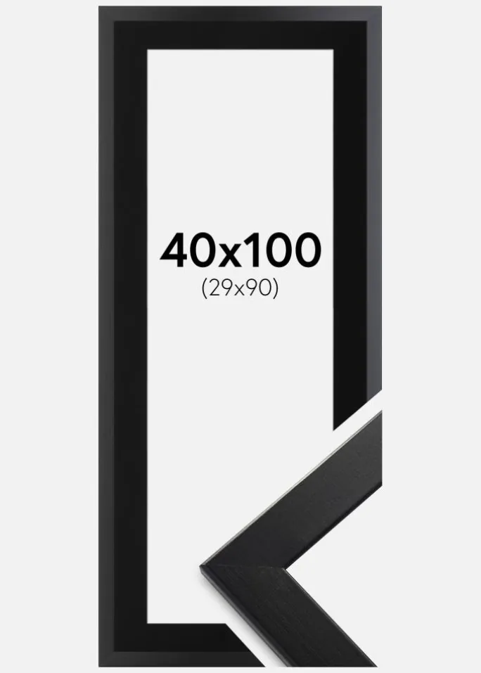 Ramme Trendline Sort 40x100 cm - Passepartout Sort 30x91 cm