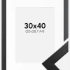 Ramme Trendline Sort 30x40 cm - Passepartout Hvid 21x29,7 cm (A4)