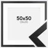 Ramme Trendline Sort 50x50 cm - Passepartout Hvid 40x40 cm