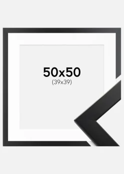 Ramme Trendline Sort 50x50 cm - Passepartout Hvid 40x40 cm