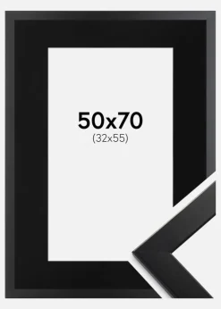 Ramme Trendline Sort 50x70 cm - Passepartout Sort 33x56 cm