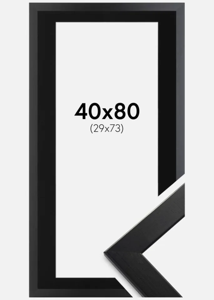 Ramme Trendline Sort 40x80 cm - Passepartout Sort 30x74 cm
