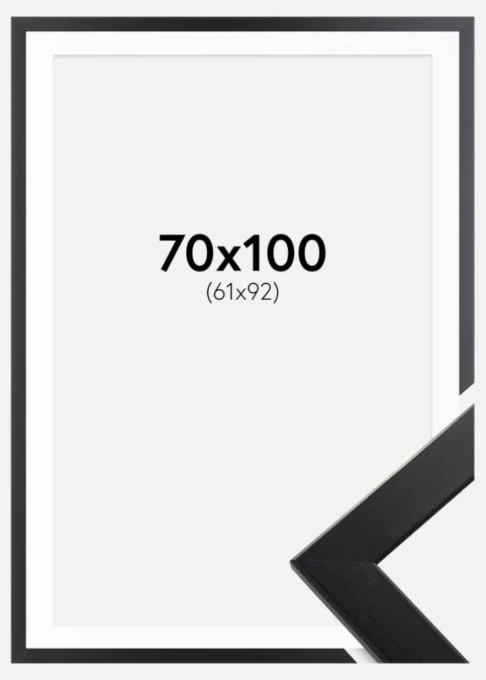 Ramme Trendline Sort 70x100 cm - Passepartout Hvid 62x93 cm