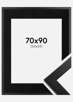 Ramme Trendline Sort 70x90 cm - Passepartout Sort 55x70 cm