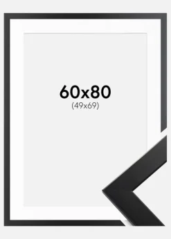 Ramme Trendline Sort 60x80 cm - Passepartout Hvid 50x70 cm