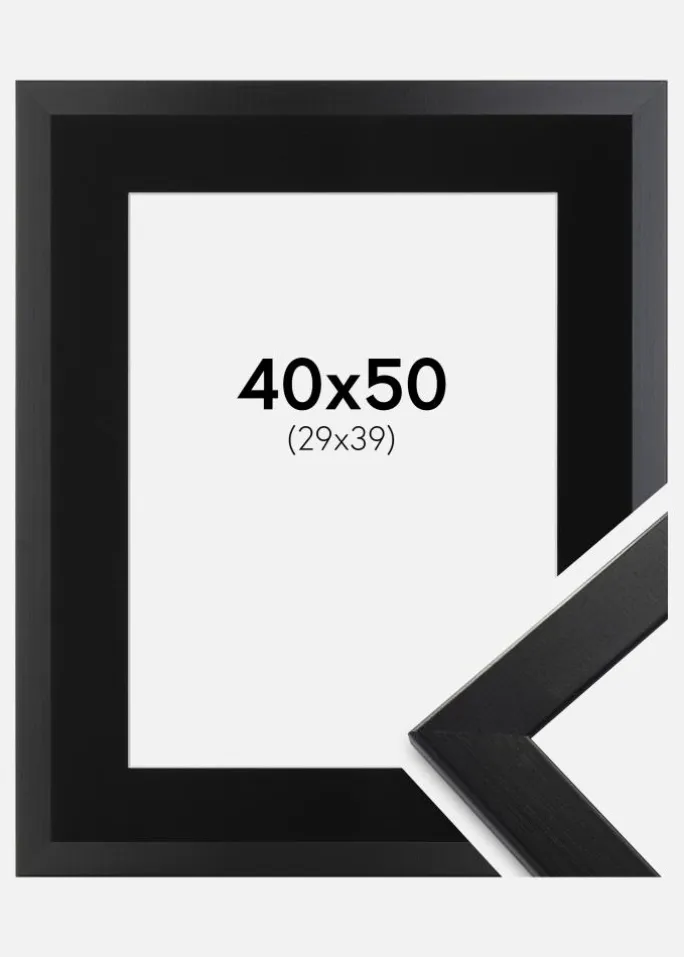 Ramme Trendline Sort 40x50 cm - Passepartout Sort 30x40 cm