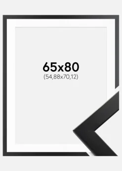 Ramme Trendline Sort 65x80 cm - Passepartout Hvid 22x28 inches
