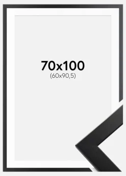 Ramme Trendline Sort 70x100 cm - Passepartout Hvid 61x91,5 cm