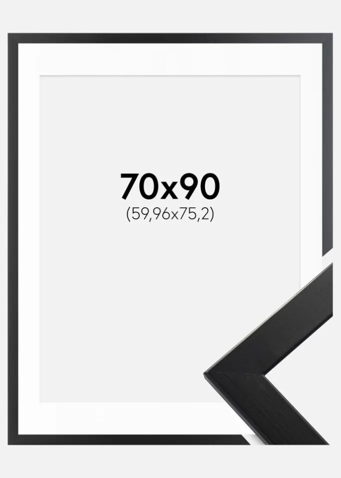 Ramme Trendline Sort 70x90 cm - Passepartout Hvid 24x30 inches