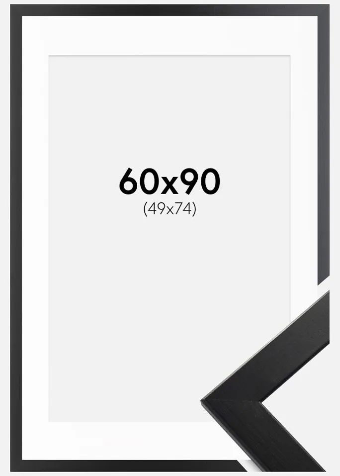 Ramme Trendline Sort 60x90 cm - Passepartout Hvid 50x75 cm