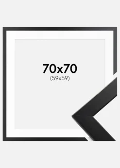 Ramme Trendline Sort 70x70 cm - Passepartout Hvid 60x60 cm
