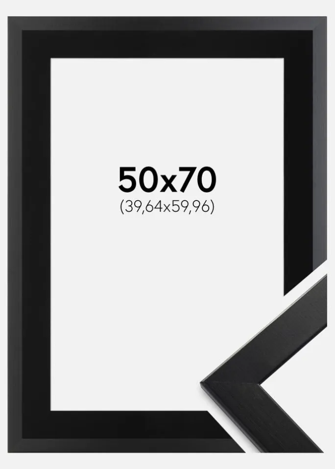 Ramme Trendline Sort 50x70 cm - Passepartout Sort 16x24 inches