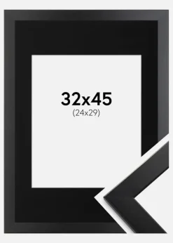 Ramme Trendline Sort 32x45 cm - Passepartout Sort 25x30 cm