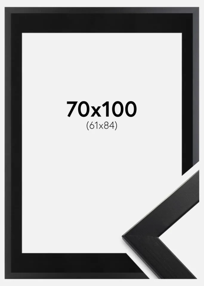 Ramme Trendline Sort 70x100 cm - Passepartout Sort 62x85 cm