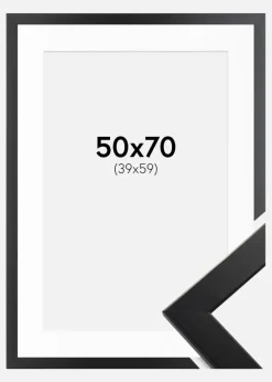 Ramme Trendline Sort 50x70 cm - Passepartout Hvid 40x60 cm