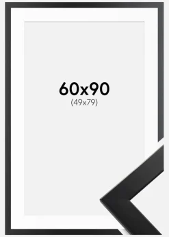 Ramme Trendline Sort 60x90 cm - Passepartout Hvid 50x80 cm