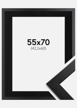 Ramme Trendline Sort 55x70 cm - Passepartout Sort 43,2x61 cm (A2+)